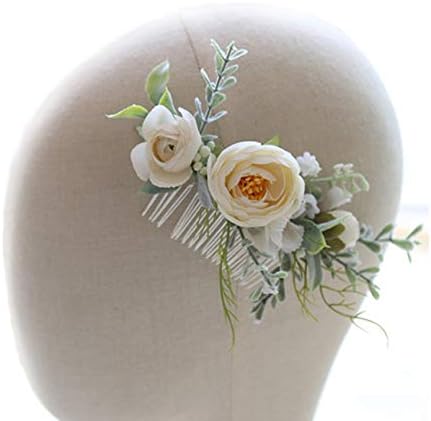 FIDDY898 Wedding Bridal Comb Camellia Hair Comb Ranunculus Green leaf Floral Clip Headpiece 2002