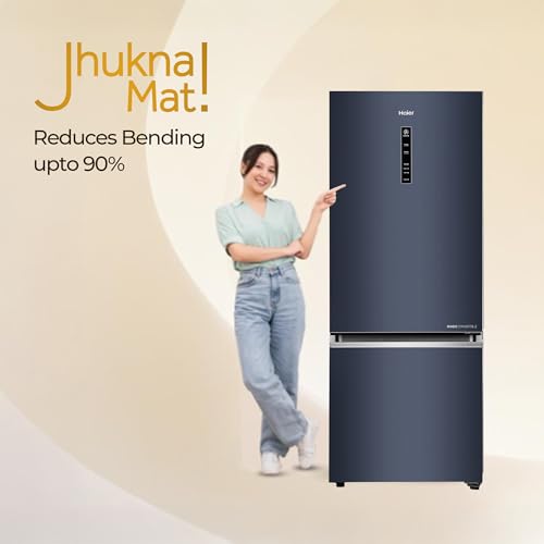 Image of Haier 325 L 2 Star Frost Free Triple Inverter Double Door Bottom Mount Refrigerator, Digital Touch Display & 2X Bigger Fresh Storage (HEB-332GBA-P, GE Black, 14 In 1 Convertible Modes, 2026 Model)