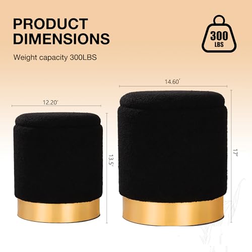 SAYMA-Round-Storage-Ottoman-Set-of-2-Sherpa-Storage-Ottoman-Chair-Makeup-Vanity-Stool-Chair-Multifunctional-for-Living-Room-Bedroom-Dining-RoomBlack SAYMA Round Storage Ottoman Set of 2 Sherpa Storage Ottoman Chair Makeup Vanity Stool Chair Multifunctional for Living Room Bedroom Dining RoomBlack