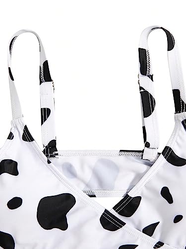 Image of WDIRARA Girl's 3 Pieces Print Wrap Crisscross Bikini Swimsuit with Cover Up Pants