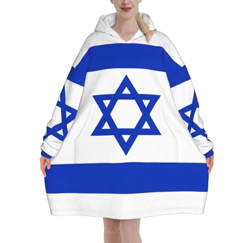 Couverture à capuche drapeau israélien pour adulte - Sweat plaid chaud et confortable
