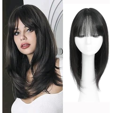 YAMI Hair Toppers for Women Real Human Hair 8x9inch Skin Scalp Hair Topper 100% Real Human Hair Toppers for Women with Bangs 15 Inch Hair Pieces for Women with Hair Loss or Thin Hair (Natural Black) Cover