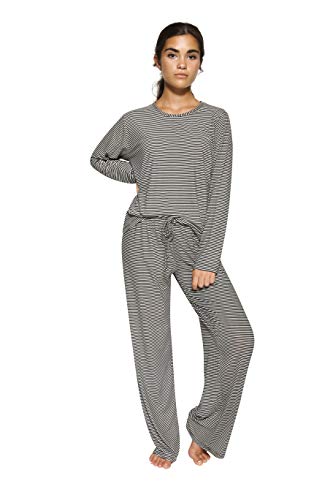 image for Real Essentials 2 Pack: Womens Striped Pajama Sets Ladies Soft Winter 