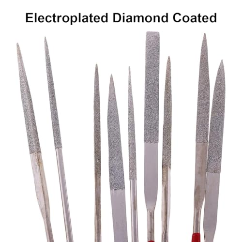 VIVIIHOO Diamant Nadelfeilen Set, 20 Mini Schlüsselfeilen mit Gummigriff für Holz, Metall, Glas und Keramik - inklusive wiederverschließbarer Kunststoff-Tasche