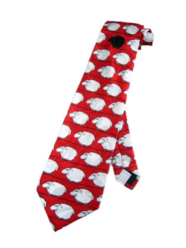 Fratello Mens Black Sheep Funny Necktie - Red - One Size Neck Tie