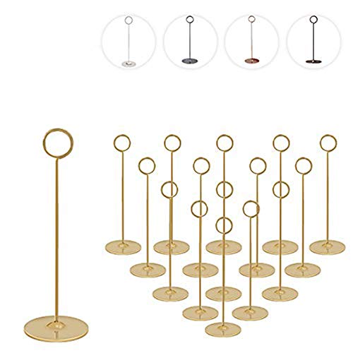 Urban Deco 16 Pieces Table Card Holder 8 inches Gold Place Steel Card Holders for Photos, Food Signs, Memo Notes, Weddings, Restaurants, Birthdays.