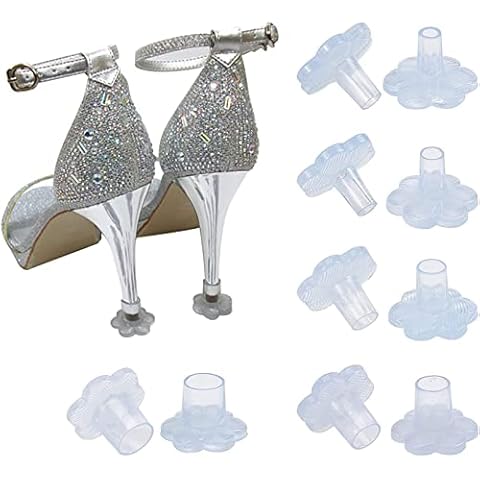 NICENEEDED 5 Pairs Clear High Heel Protectors, 5 Sizes Heel Repair Caps Covers for Walking On Uneven Floor, Clear Heel Sink Stoppers for Women Wedding Shoes Cover