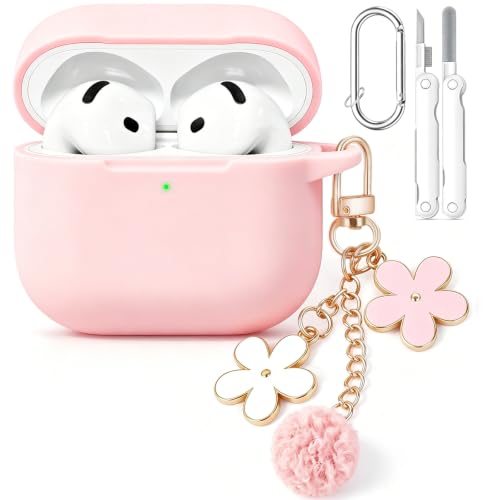 Wowwat for AirPods 4 Case Cover, Soft Pink Silicone Protective Shell Compatible with Apple AirPods...