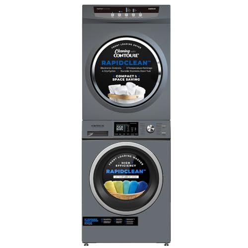 Image of CONTOURE 24 inch Stackable Electric Dryer, Titanium - Compact Front Load, 13.2 lb Capacity, 120V, Stainless Steel Drum, Digital Controls, RV & Small Space Compatible