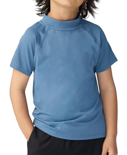 Actleis Boys Swim Shirt Quick Dry Rash Guard Short Sleeve Swimwear