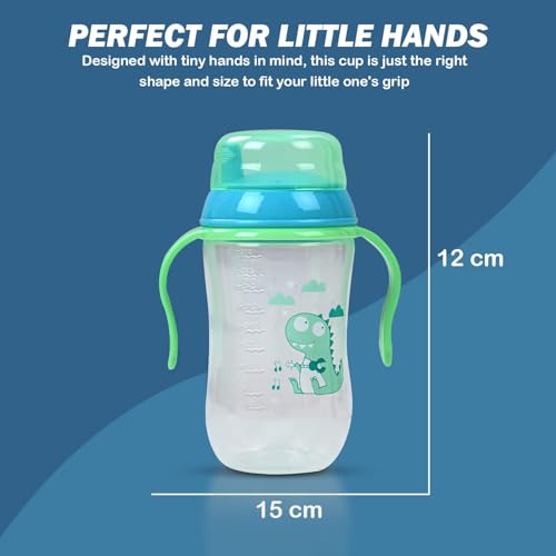 Image of BAYBEE 300ML Baby Sipper Cup for Kids -BPA-Free, Leakproof, Spill-Proof Feeding Bottle with Soft Silicone Handle|Toddler Sippy Cup, Training Bottle for Babies, Infants, Boys & Girls (Green,6M-3Y)