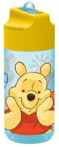 Pos 27291 Gourde Winnie l'ourson avec paille rabattable Transparent 430 ml