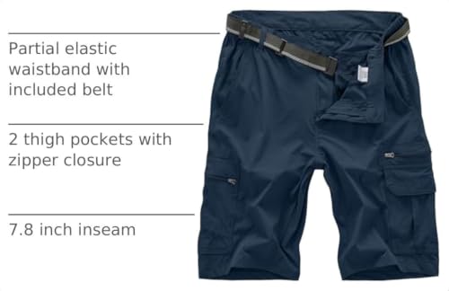 Image of Jessie Kidden Mens Cargo Shorts Expandable Waist Quick Dry Hiking Shorts