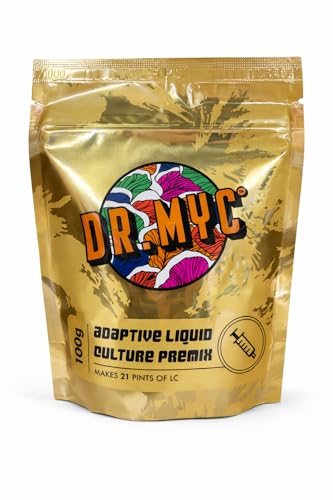 DRMyc Supremely Clear Adaptive Liquid Culture Premix for Mushroom Cultivation - with Nutritional Profile Designed by Mycologist - Makes 10.5 Pints of LC. Complete with Free Tutorial. 100 Grams.