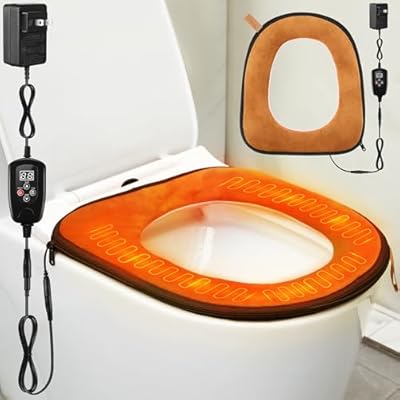 Dreyoo Heated Toilet Seat with Remote Control, Adjustable Temperature & Timer Settings, Electric Toilet Seat Warmer Pad with 3 Heat Levels & Auto Shut Off, 106" Power Cord