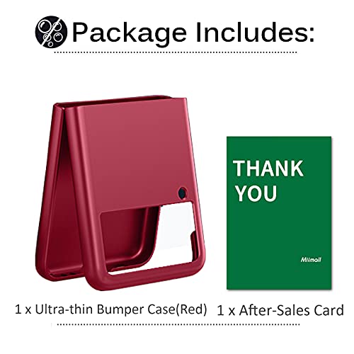 Miimall Compatible With Samsung Galaxy Z Flip 3 2021 Case Cover, Galaxy Z Flip 3 Pc Case Ultra-Thin Matte Finish Anti-Fingerprint Anti-Oil Bumper Case For Samsung Galaxy Z Flip 3 Flip 3 5G 2021(Red) #TOP6