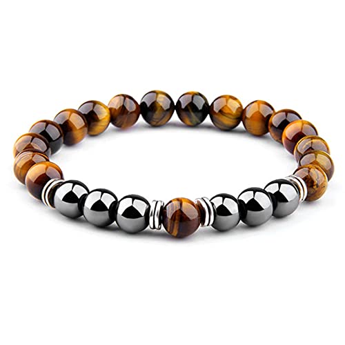 Bracelet breloque en œil de tigre et hématite extensible le cadeau bien-être idéal
