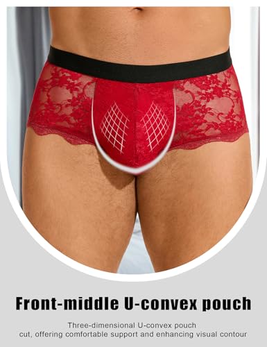 ohyeahlady Mens Lace Boxer Briefs - Soft Low Rise Bulge Pouch Trunks Underwear Sexy Panties Lingerie for Men2