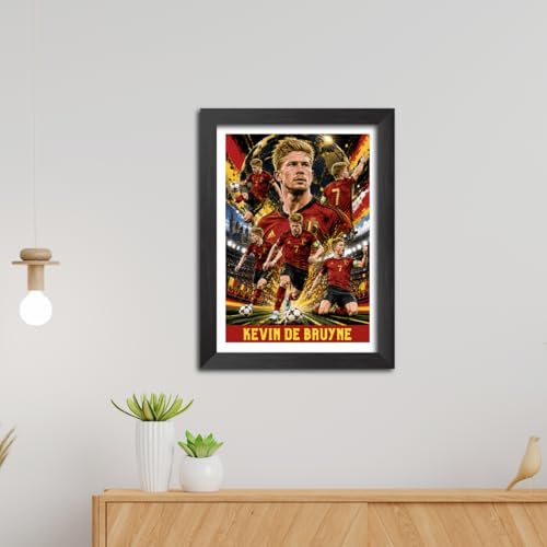 Image of TenorArts Kevin De Bruyne Belgium Poster Worldcup Themed Laminated Photo Frame Painting with Matt Finish Black Texture (12 inches x 9inches)