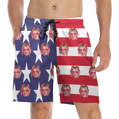 Custom Face Swim Trunks Men's Customized Swim Shorts Custom Swimsuit for Men Gifts for Dad BF Birthday Father's Day