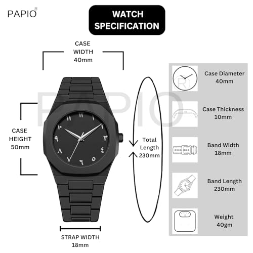 Image of PAPIO Modern Minimalist Polycarbon Analog Unisex Watch, Lightweight Touch Strap
