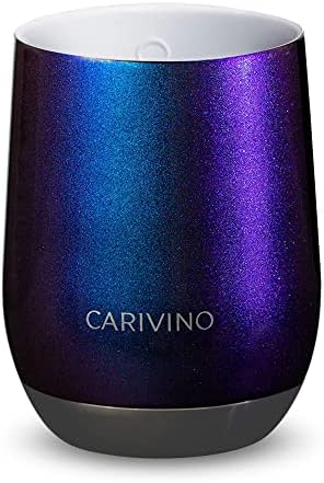 Carivino Luxury Wine Tumbler with Ceramic Interior, Genuine Cork Base & Tritan Lid, Advanced Stainless Steel Vacuum-Insulated with Copper Coating & Premium Metallic/Pearl Finish, 12 oz, Element 115