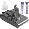 Waitley V6 Akku, 6000mAh Ersatzakku für Dyson V6 DC62 DC59 DC61 DC58 DC72 DC74 SV03 SV04 SV05 SV06 SV07 SV09 Staubsauger mit 2 Dyson Vorfilter, ohne Schrauben erforderlich.