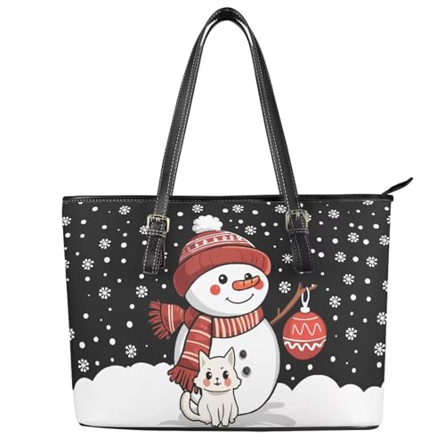 Christmas Hoho Handbag for Women Leather Tote Bag for Ladies Work Large Capacity Top Handle Purse for Daily Use