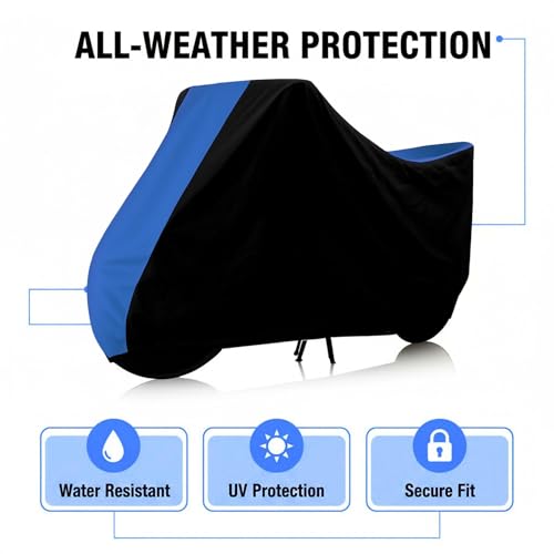 Image of Motorcycle Bike Body Cover for Outdoor Use - Heavy Fabric Water Resistant Two Wheeler Cover with UV, Dust & Rain Protection Compatible for Splendor Plus XTEC