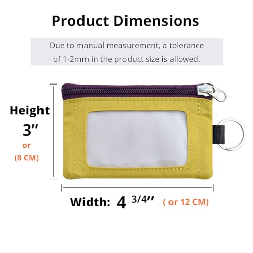 Image of RFID Blocking Travel Wallet with Adjustable Lanyard, Small Nylon Zipper Pouch and Badge Holder for ID, Credit Cards, Cash, Keys, Commuters (Almond+DarkYellow)