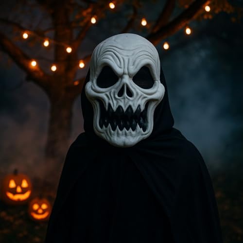Image of Wanna Party Halloween Scary Skull Skeleton Mask White, Creepy Horror Mask for Adult Halloween Cosplay Costumes