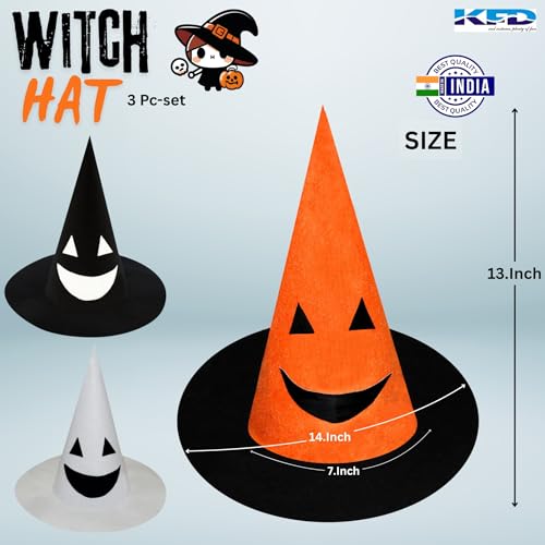 Image of Kaku Fancy Dresses Witch Hat for Girls, Witch Costume Accessory for Halloween Party Prop Multicolor Witch Hat