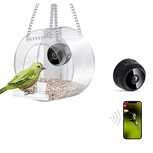 MOCIUN Smart Bird Feeder with Camera, 1080p Camera Night-Version Video Wireless Outdoor, 170°Ultra Wide-Angle Lens, Outdoor Bird Watching (A)