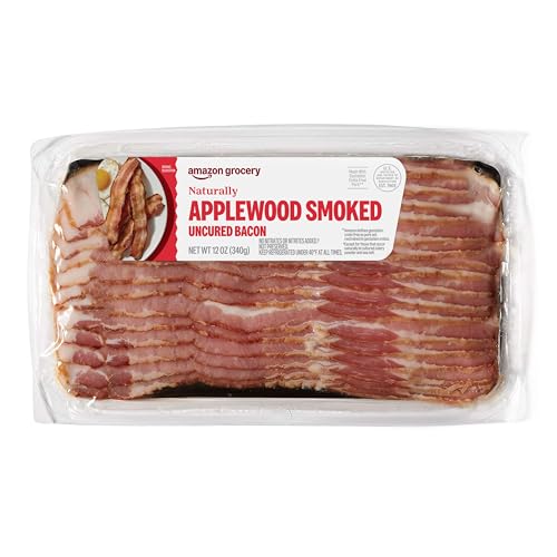 Amazon Grocery, Applewood Smoked Uncured Bacon, 12 Oz, Prop 12 Compliant, (Previously Fresh Brand,...