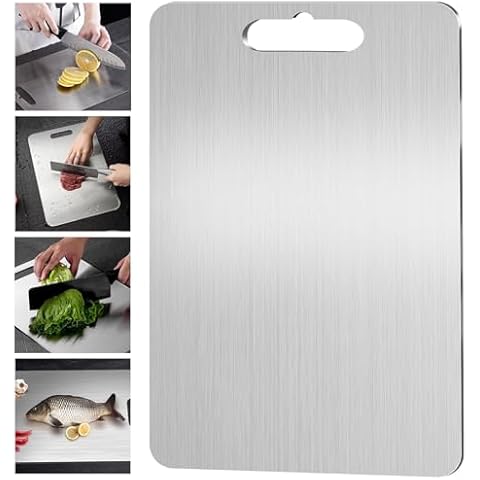 annesc Titanium Cutting Board,Pure Titanium Chopping Boards for Kitchen,Indoor Home/Outdoor Camping Portable Chopping Board for Vegetable, Fruit and Meat(12x9in) Cover