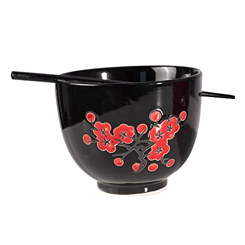 Duo de grands bols rouge et noir 13 cm avec baguettes - 7