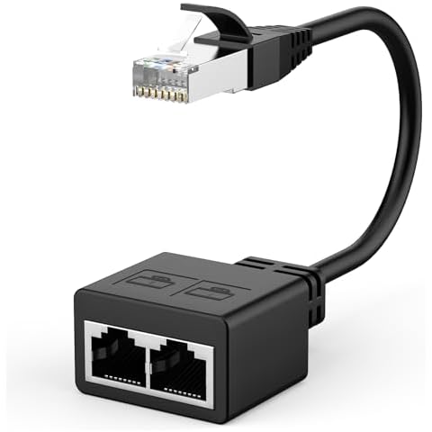 RJ45 Network Ethernet Adapter Splitter,esbeecables Ethernet Splitter 1 Male to 2 Female LAN Ethernet Splitter Adapter Suitable Super Cat5,Cat5e,Cat6,Cat7,Cat 8 Cover