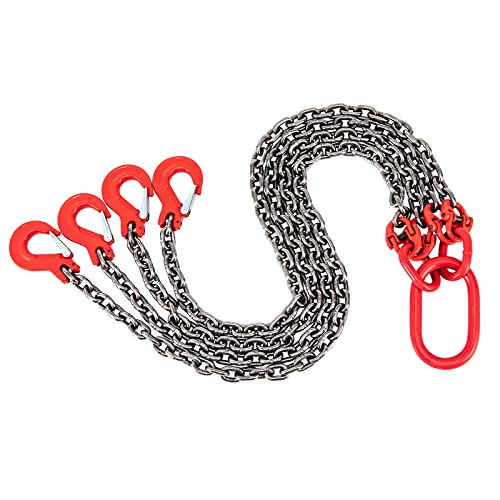 Chain Sling,5/16 Inch *5FT 11023lb Chain Hoist Lifts with 4 Leg Grab Hooks Alloy Steel Engine Chain Hoist Lifts Heavy Duty Lift Sling Chains Used in Mining, Machinery, Ports, Building