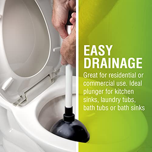 Image of LDR 512 3310A Toliet Handle Double Thrust Rubber Force Cup Removes Clogs for Bathrooms, Kitchens, Baths, Showers, Powerful Commercial and Residential, Plastic Flange Plunger (Pack of 12)