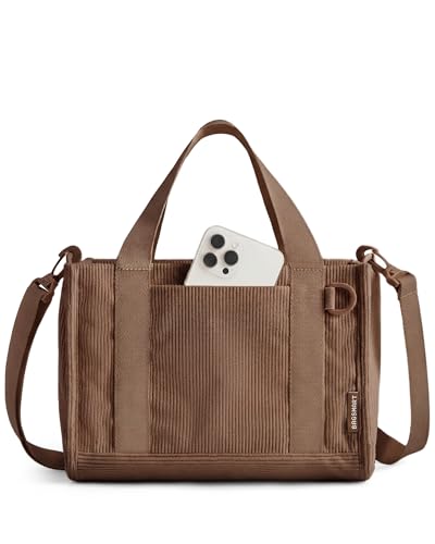 BAGSMART Corduroy Tote Bag for Women Small Travel Work 14 Laptop Handbag