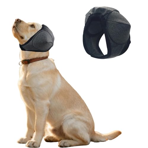 Adhiper Verbesserte Hunde Ohrenschützer zur Geräuschreduzierung Elastisches Wasserdichtes Design für Pflege Baden Föhnen & Schwimmen Angstlinderung Beruhigung Reserviertem Ohrraum (Grau M)