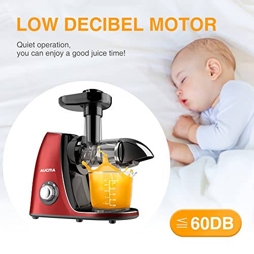 Aucma Slow Juicer Machine, Cold Press Juicer With Quiet Motor And Reverse Function, Masticating Juicer Machine With Brush Recipes, Juicer Extractor For High Nutrient Fruit Vegetable Juice (Classic Red) #TOP6