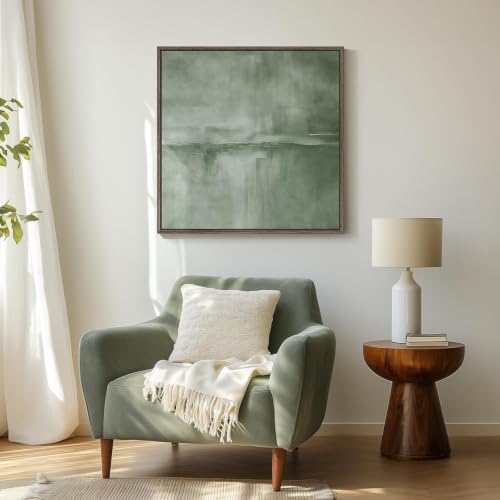 Toile abstraite vert sauge pour habiller un petit mur vide