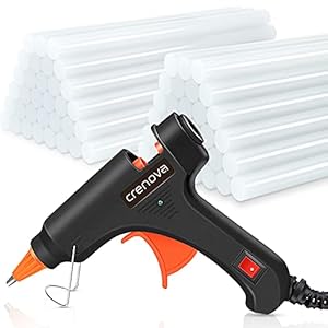 Crenova Heißklebepistole Klebepistole + 60 Mini Heißklebesticks Transparente Klebesticks für DIY Kleine Handwerk und schnelle Reparaturen in Haus & Büro, 20Watt Klebepistolen