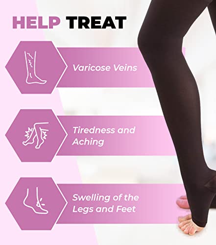Image of ITA-MED Unisex Microfiber Compression Stockings - 25-35 mmHg, Thigh High, Open Toe