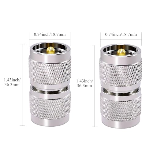 CNARIO 2PCS PL259 Conector UHF Macho a UHF Macho miniatura 3