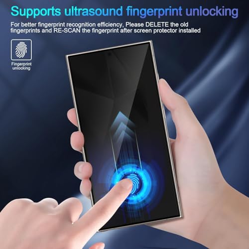 Image of 4YouQuality Privacy Tempered Glass Screen Protector Compatible with Samsung Galaxy S24 Ultra (6.8 Inch) | Anti-Spy Screen Guard | 9H Hardness | HD Clear | 100% Fingerprint Unlock Support | Full Screen Coverage | Easy Installation | Pack of 1