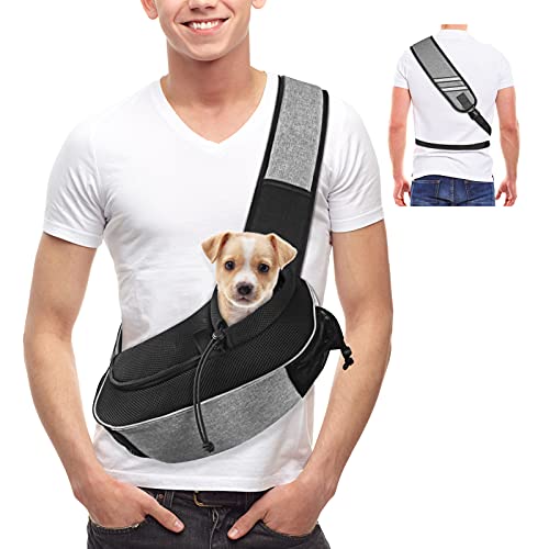 Gloppie Sac de Transport pour Chien Chat, Sac à Bandoulière Respirant pour Transporter Petits Animaux de Compagnie, Promenez avec Votre Animal Domestique Chéri, Mains Libres, Gris