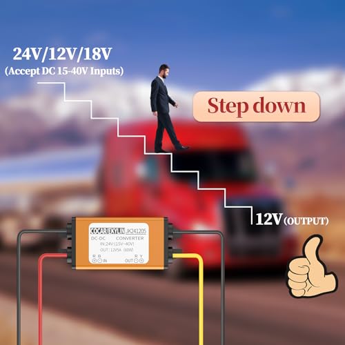 More Safe 18V to 12V Step Down Converter - 5A 60W DC to DC Converter with Output overcurrent Protection for Golf Cart, Truck, Vehicle, Boat (Accepts 15-40V Inputs)2