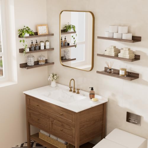 Image of BAYKA 15.7x5.12 Floating Shelves for Wall,Room Decor,Raised Lip,6 Pack
